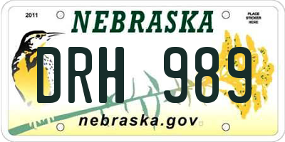 NE license plate DRH989