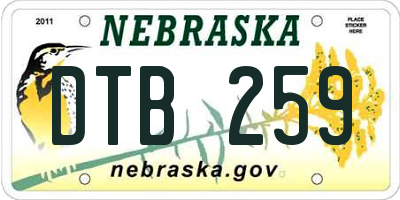 NE license plate DTB259