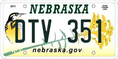 NE license plate DTV351