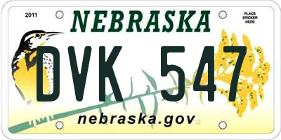 NE license plate DVK547