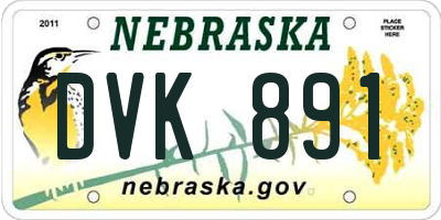 NE license plate DVK891