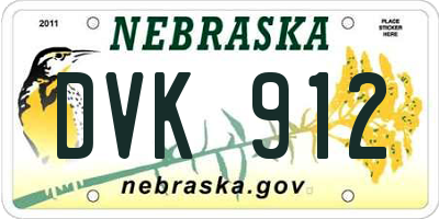 NE license plate DVK912