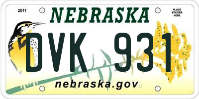 NE license plate DVK931