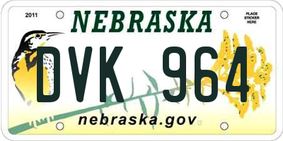 NE license plate DVK964