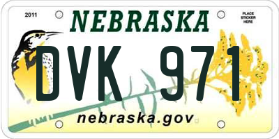 NE license plate DVK971