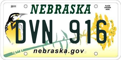 NE license plate DVN916