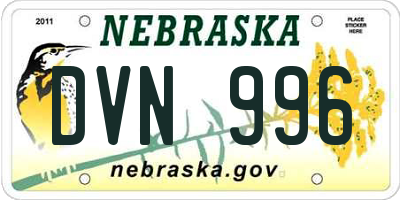 NE license plate DVN996
