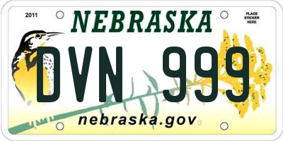 NE license plate DVN999