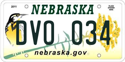 NE license plate DVO034