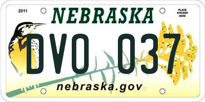 NE license plate DVO037