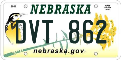 NE license plate DVT862