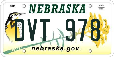 NE license plate DVT978