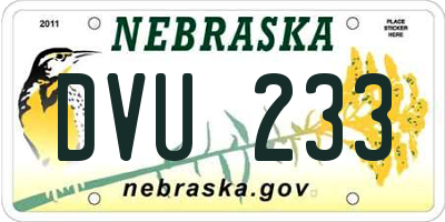 NE license plate DVU233