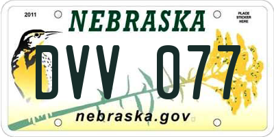 NE license plate DVV077