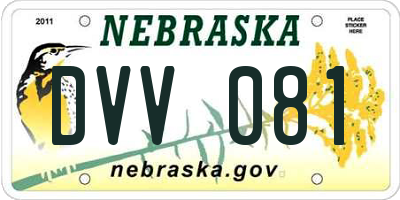 NE license plate DVV081