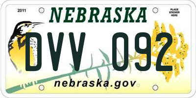 NE license plate DVV092