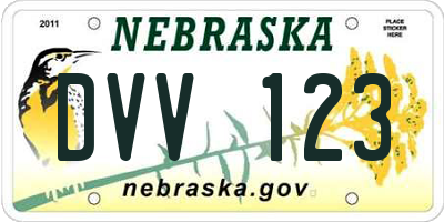 NE license plate DVV123