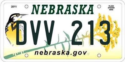 NE license plate DVV213