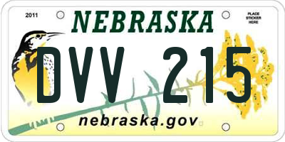 NE license plate DVV215