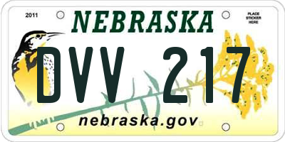 NE license plate DVV217
