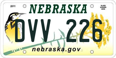 NE license plate DVV226