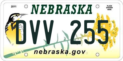 NE license plate DVV255