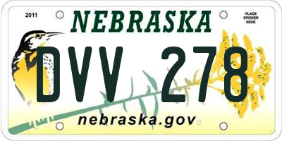 NE license plate DVV278
