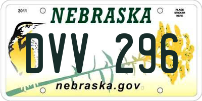 NE license plate DVV296