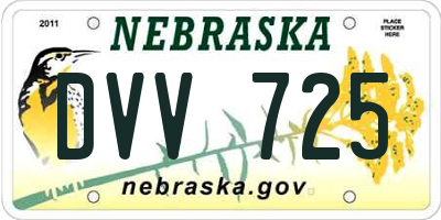 NE license plate DVV725