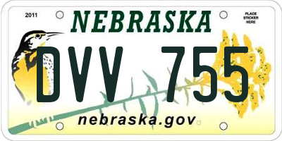 NE license plate DVV755