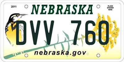 NE license plate DVV760