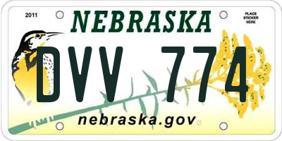 NE license plate DVV774