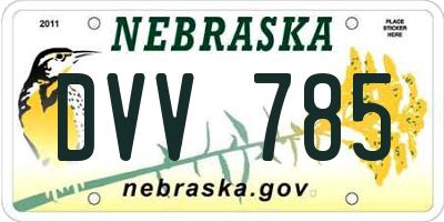 NE license plate DVV785