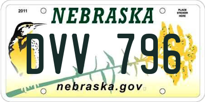 NE license plate DVV796