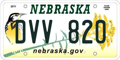 NE license plate DVV820