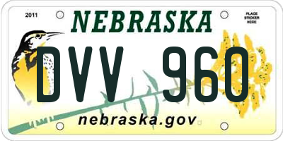 NE license plate DVV960