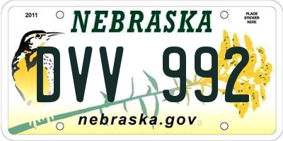 NE license plate DVV992