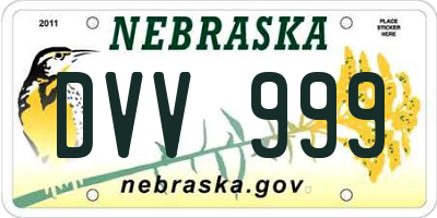 NE license plate DVV999