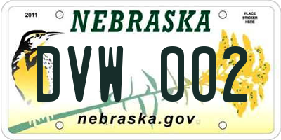 NE license plate DVW002