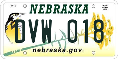 NE license plate DVW018