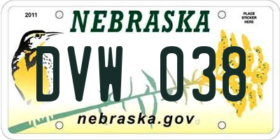 NE license plate DVW038
