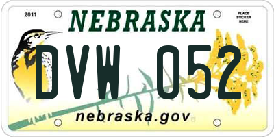 NE license plate DVW052
