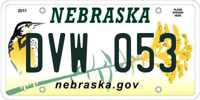 NE license plate DVW053
