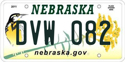 NE license plate DVW082