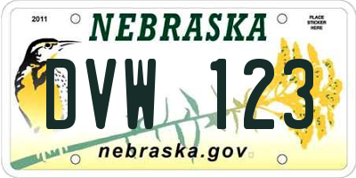 NE license plate DVW123