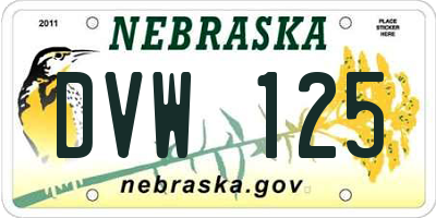 NE license plate DVW125