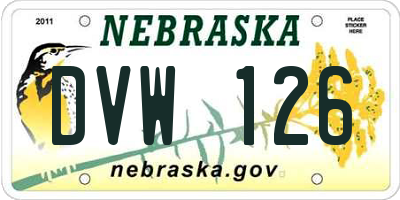 NE license plate DVW126