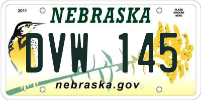 NE license plate DVW145
