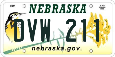 NE license plate DVW211