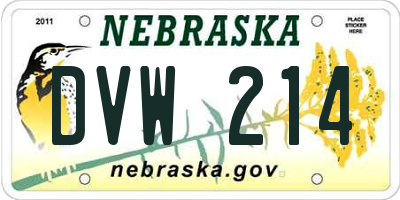 NE license plate DVW214